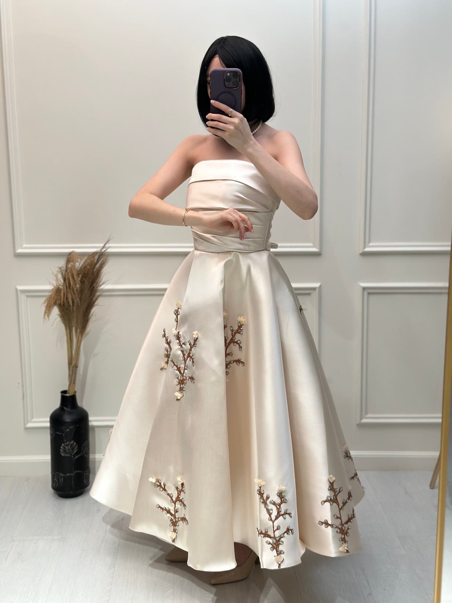 فستان سهرة توب بتطريز ناعم