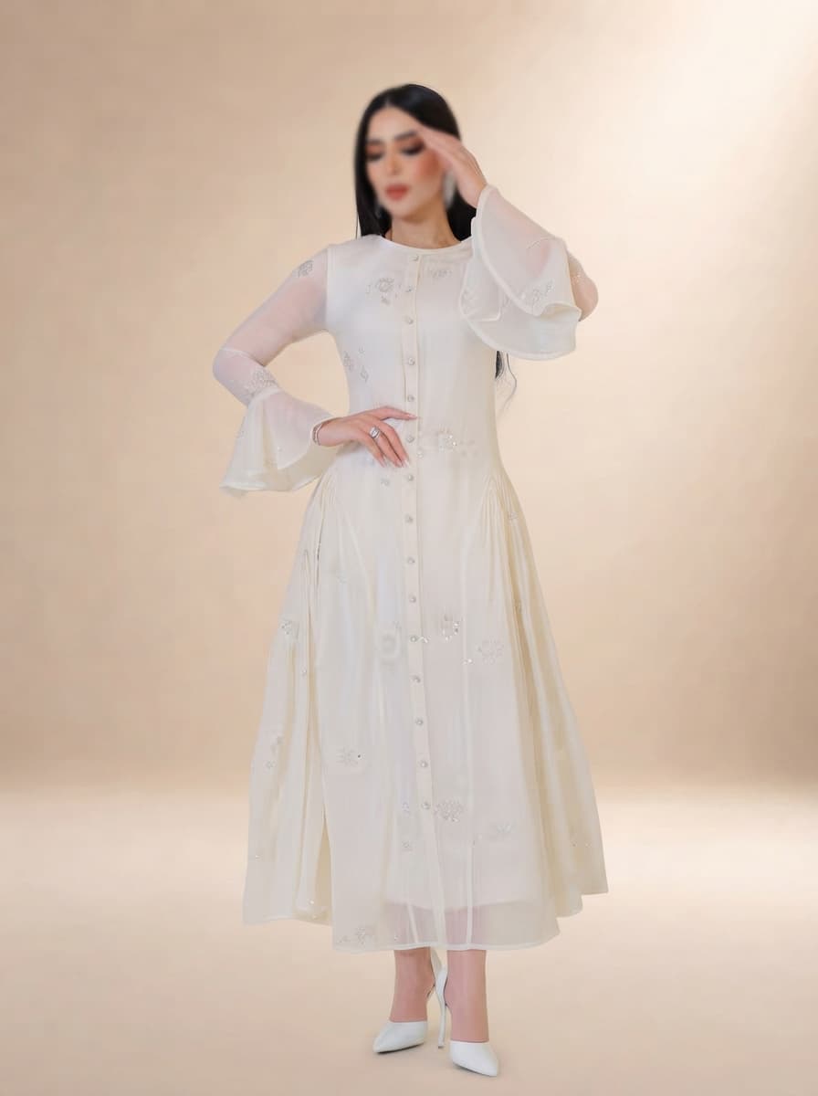 فستان سهره شيفون مزين بكرستالات ناعمه